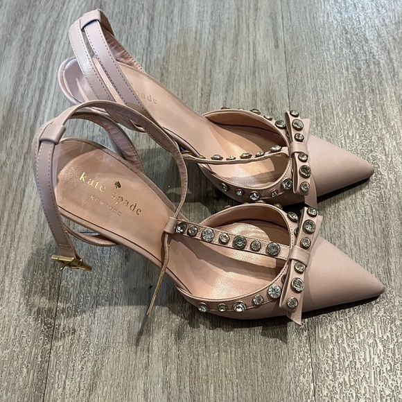 Kate Spade Lydia nude/blush pink studded heels 6.5 (fits like 6) - Picture 5 of 7